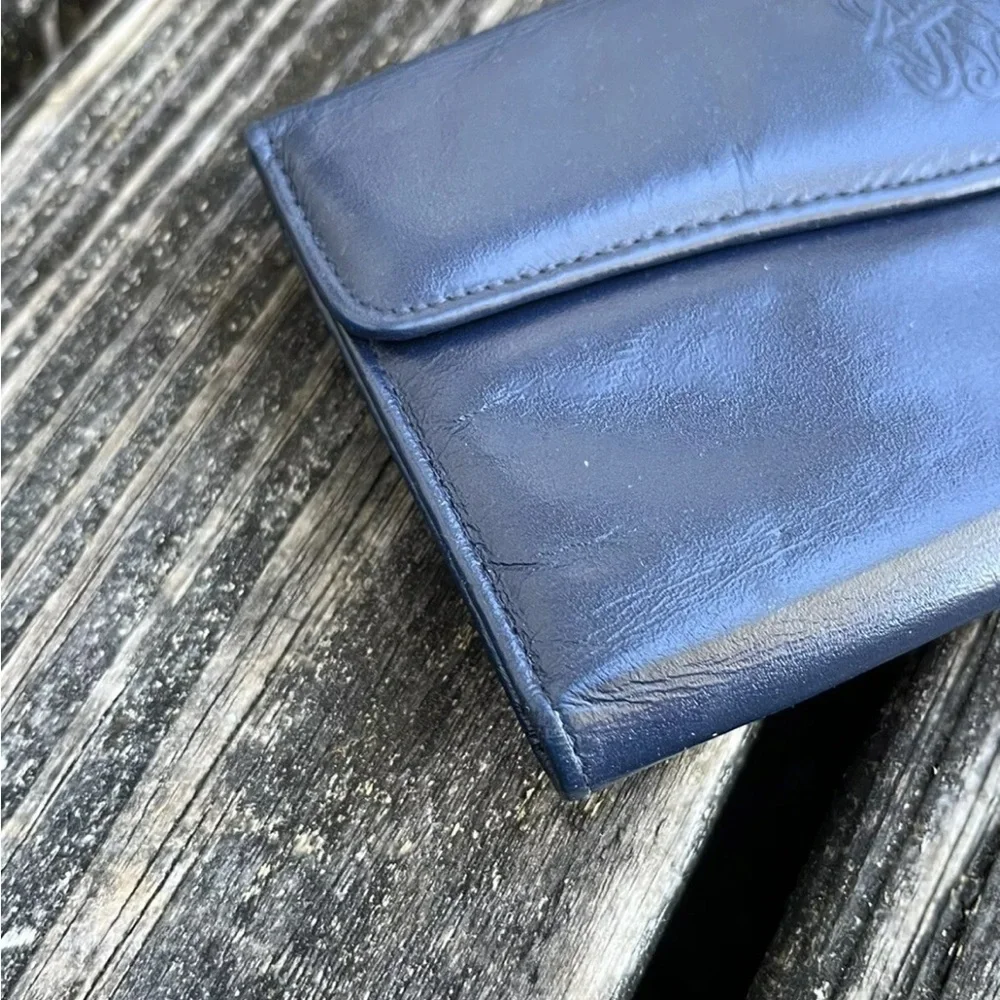 Lady Buxton Leather Wallet Navy Coin Purse Credit Card Holder Vintage 70s 80s